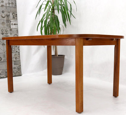 EstablishedLines Rectangle Round Corners Teak Midcentury Danish Modern Dining Table Pop Up Leaf