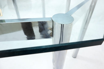 EstablishedLines Round Octagon Glass Chrome Base Mid-Century Modern Dining Table