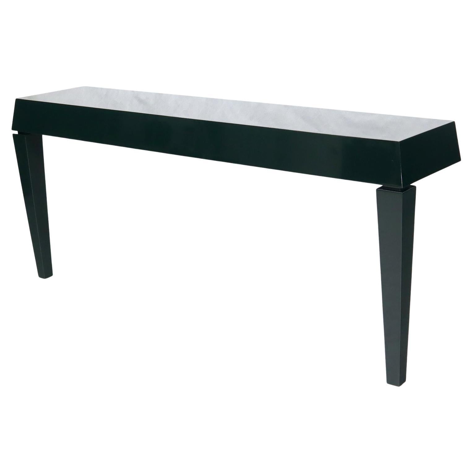 EstablishedLines Extra Long Dark Green Lacquer Console Wall Table