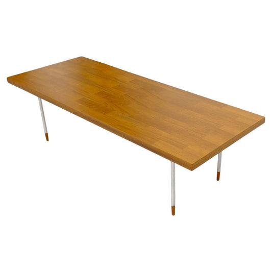 EstablishedLines Danish Mid-Century Modern Rectangle Coffee Table on Chrome Cylinder Legs