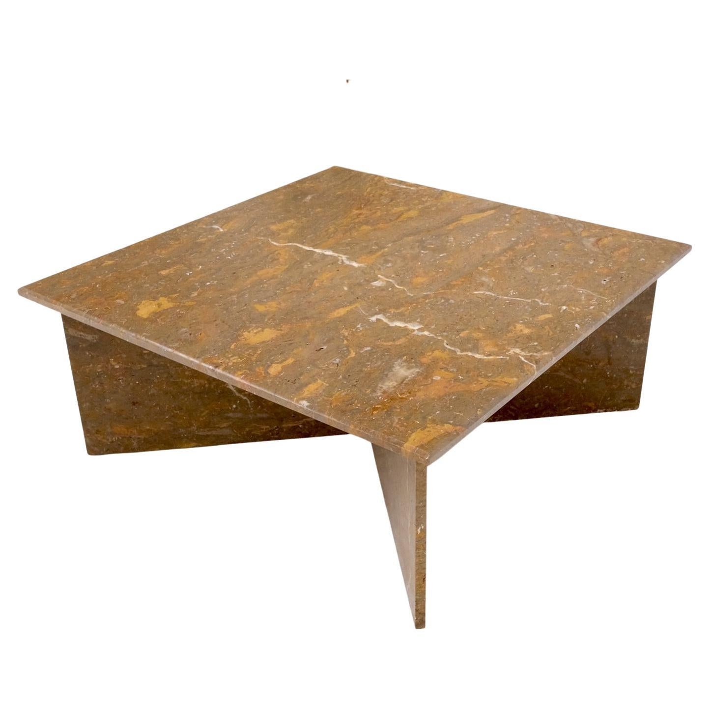 EstablishedLines Multicolor Marble X Base Square Marble Coffee Table