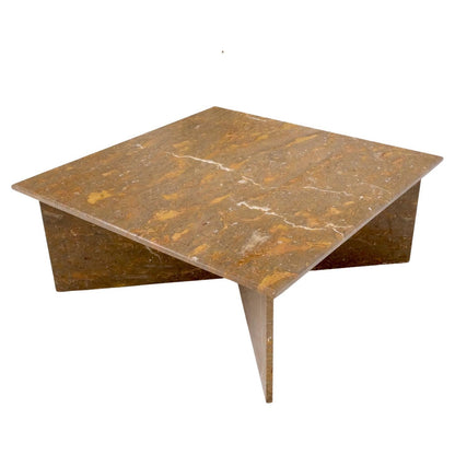 EstablishedLines Multicolor Marble X Base Square Marble Coffee Table