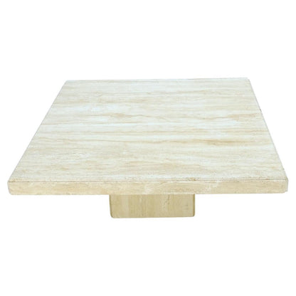 EstablishedLines Mid-Century Modern Square Travertine Coffee Table
