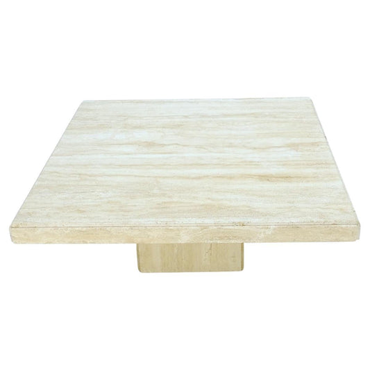 EstablishedLines Mid-Century Modern Square Travertine Coffee Table