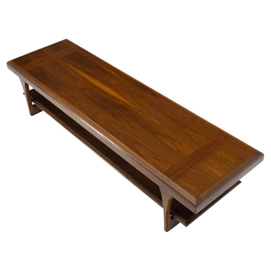 EstablishedLines Mid-Century Modern Long Walnut Bench Coffee Table by Lane