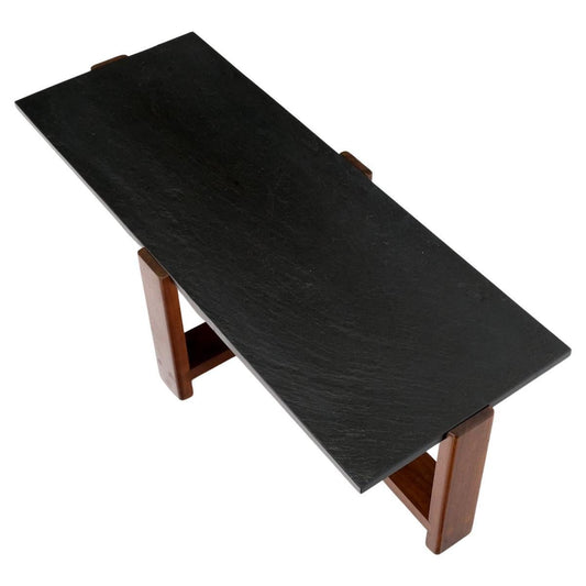 EstablishedLines Solid Walnut & Slate Rectangular Mid-Century Modern Coffee Table