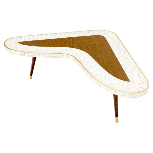 EstablishedLines Tile Inlay Triangular L Shape Corner Coffee Occasional Table