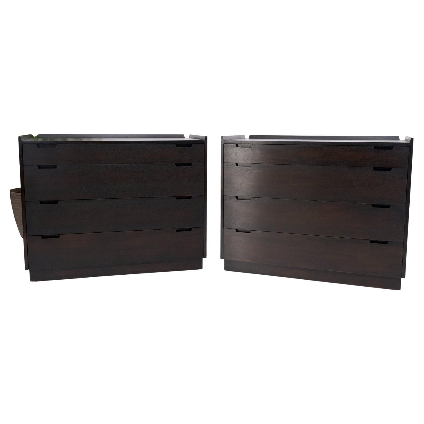 EstablishedLines Pair of Ebonized Mahogany 4 Drawers Bachelor Chests w/ Gallery Tops Restored