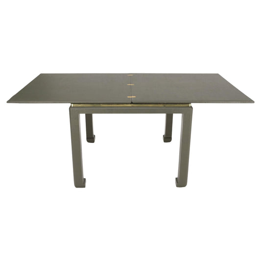 EstablishedLines Dark Olive Grass Cloth Textured Flip Top Game Convertible to Dining Table