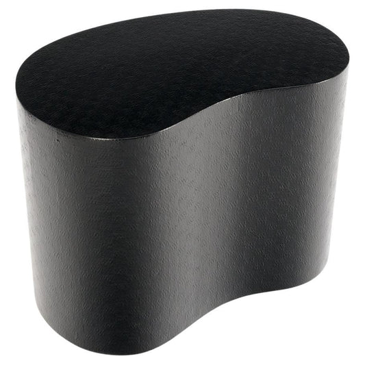 EstablishedLines Kidney Shape Black Lacquer Raffia Cloth Wrapped Side End Coffee Table