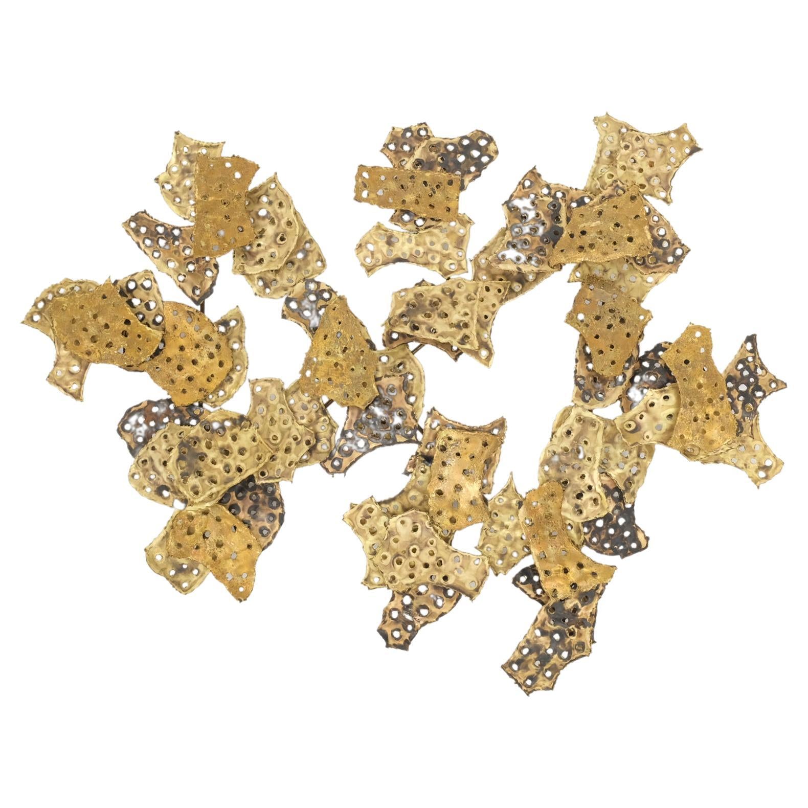 EstablishedLines Curtis Jere Molten Brass Flakes Wall Sculpture