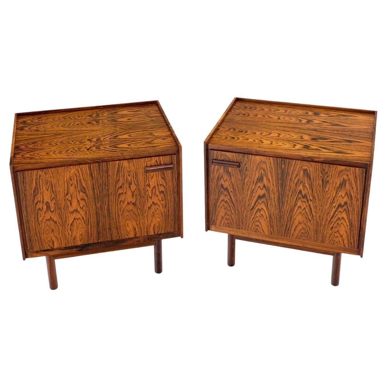 EstablishedLines Pair of Gallery Top Danish Mid Century Modern Rosewood End Tables Night Stands