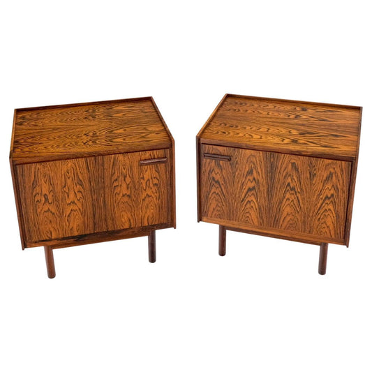 EstablishedLines Pair of Gallery Top Danish Mid Century Modern Rosewood End Tables Night Stands