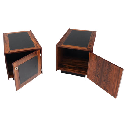EstablishedLines Pair of Rosewood Deep One Door Night Stands End Side Tables Bookcase MINT