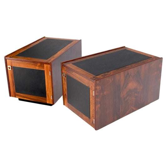 EstablishedLines Pair of Rosewood Deep One Door Night Stands End Side Tables Bookcase MINT