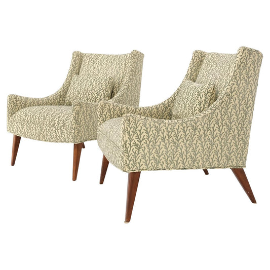 EstablishedLines Pair of Scoop like Shape Light Profile Mid Century Modern Lounge Chairs Mint