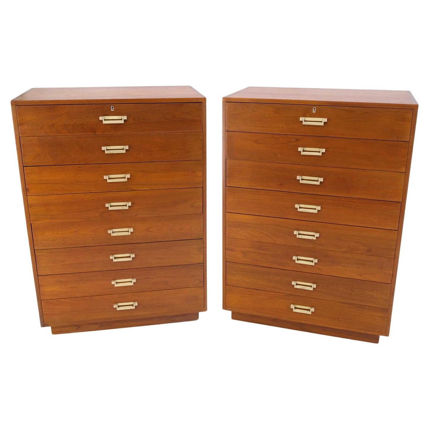 EstablishedLines Pair Tall 8 Drawers Studio Made Solid Teak Dovetail Joints Chests Dressers MINT