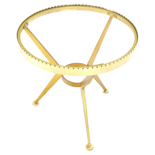 EstablishedLines Solid Hammered Brass Tri Legged Studio Artist Made Round Side End Table Pedestal