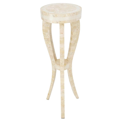 EstablishedLines Elegant Tessellated Stone Tri Leg Pedestal Stand Side Table Mint