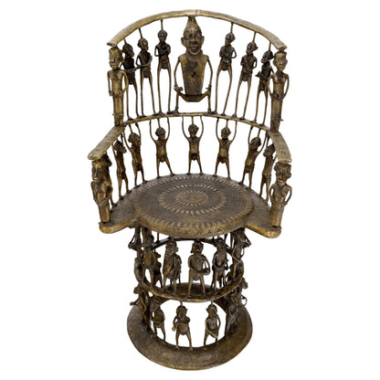 EstablishedLines Solid Bronze 44 Figurines African Cameroon Bronze Figurative Throne Chair