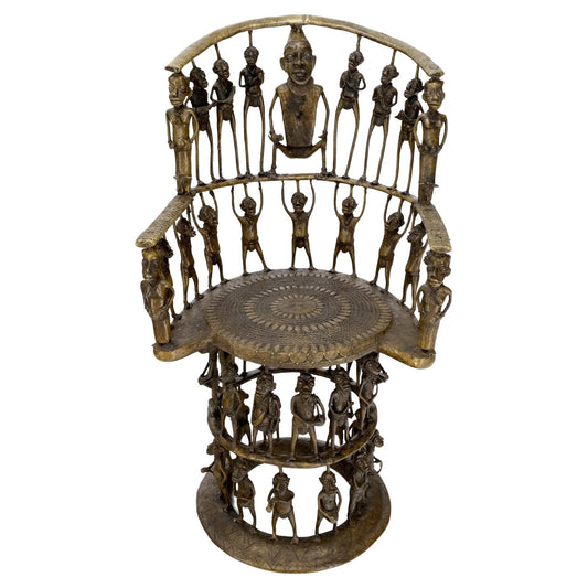 EstablishedLines Solid Bronze 44 Figurines African Cameroon Bronze Figurative Throne Chair
