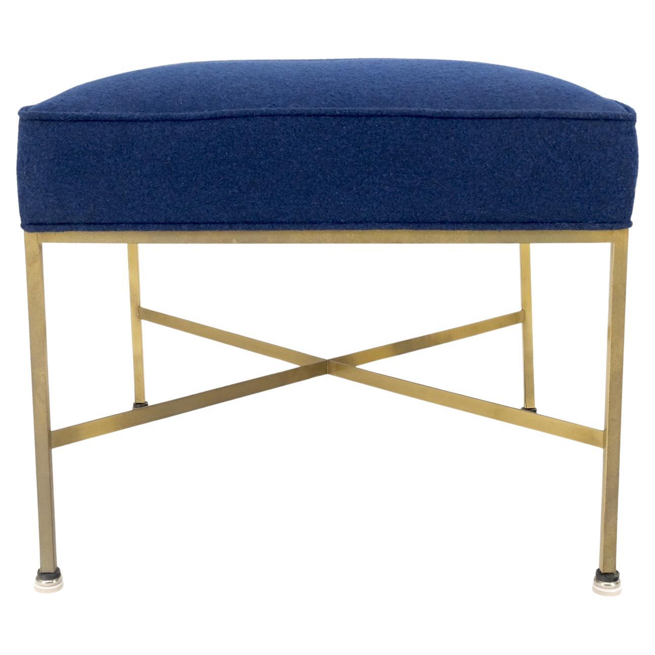 EstablishedLines McCobb Square Brass Square Base New Navy Blue Upholstery Bench Stool