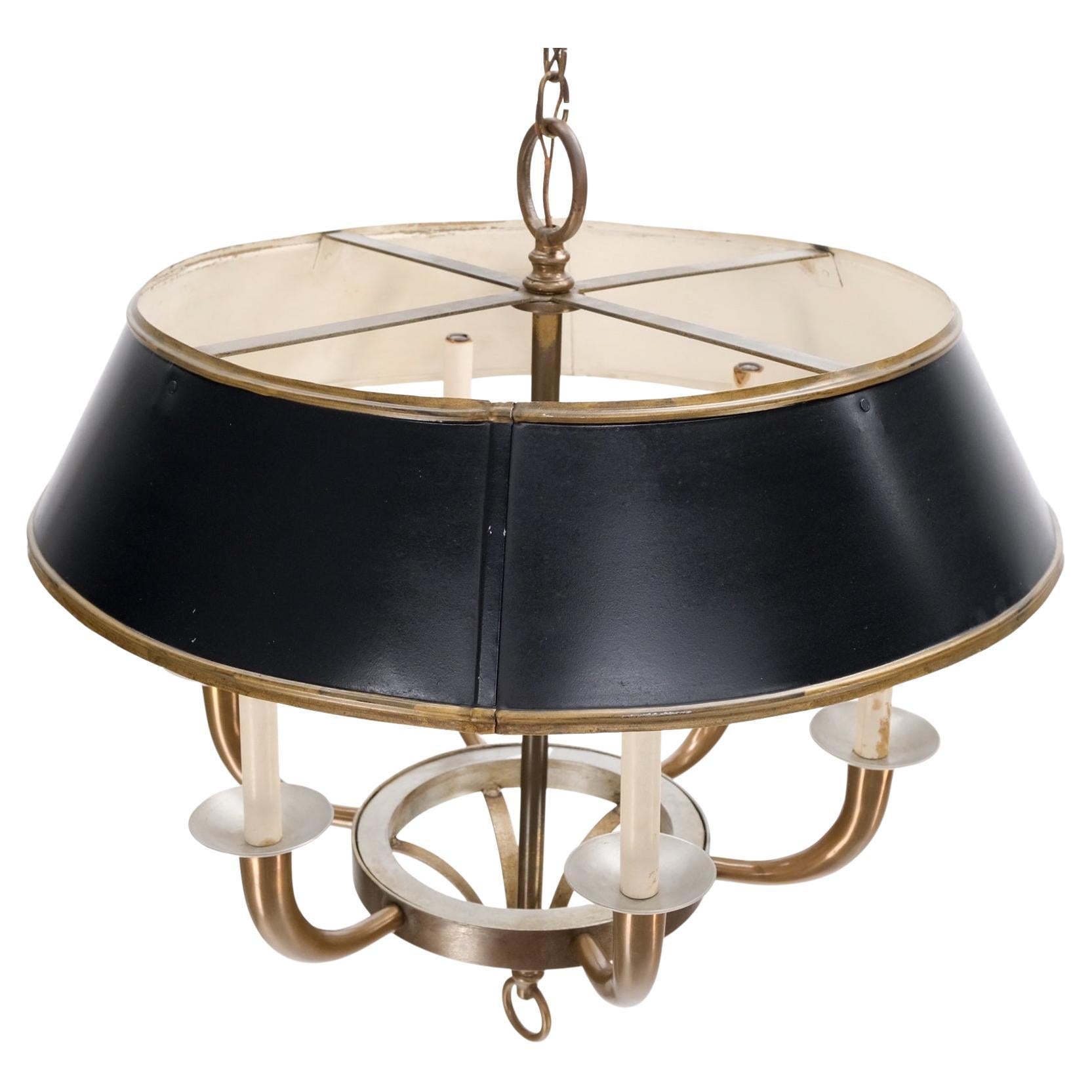 EstablishedLines Solid Brass 6 "Candles" Chapman Ceiling Light Fixture Chandelier Mid Century