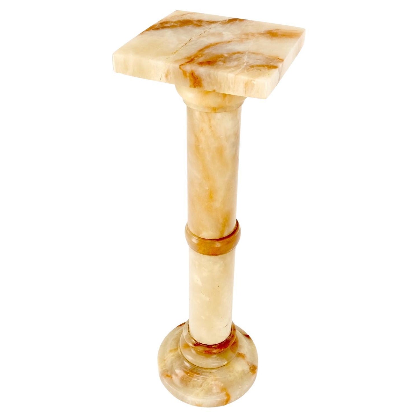 EstablishedLines Vintage Round Turned Onyx Pedestal Stand