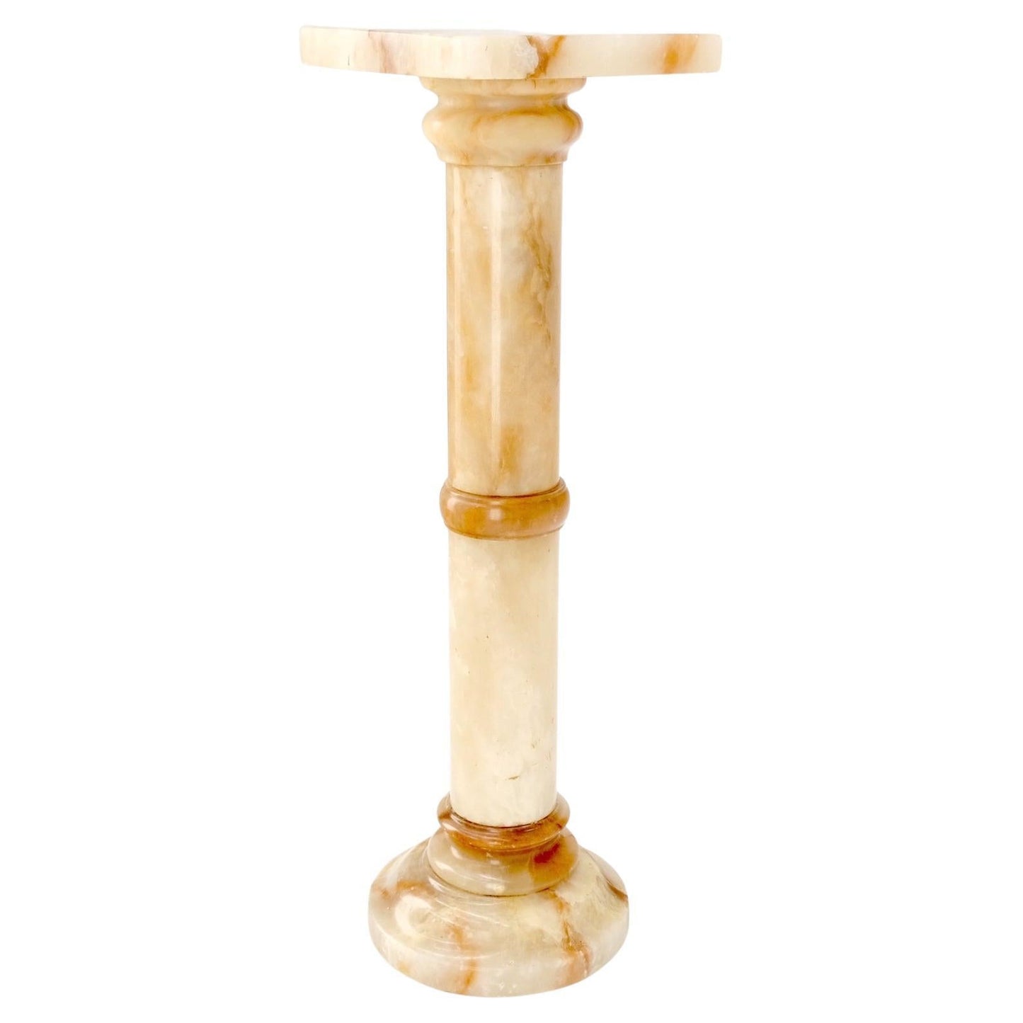 EstablishedLines Vintage Round Turned Onyx Pedestal Stand