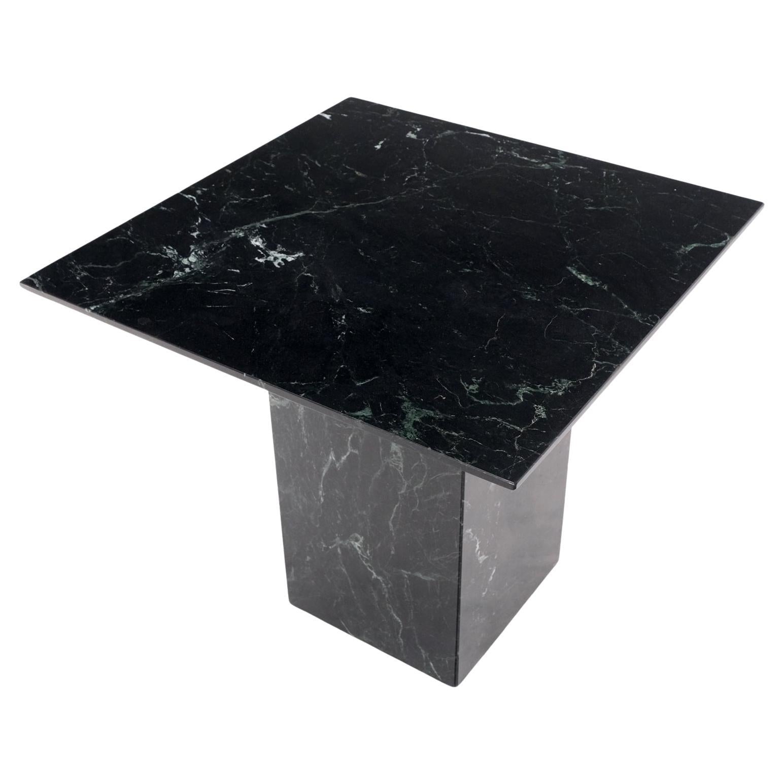 EstablishedLines Square Black Marble Single Pedestal Side End Table Night Stand Pedestal