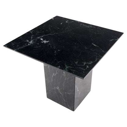 EstablishedLines Square Black Marble Single Pedestal Side End Table Night Stand Pedestal