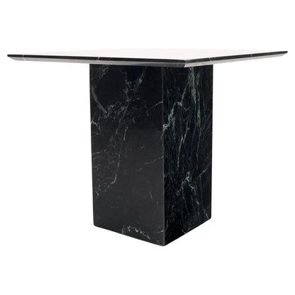 EstablishedLines Square Black Marble Single Pedestal Side End Table Night Stand Pedestal