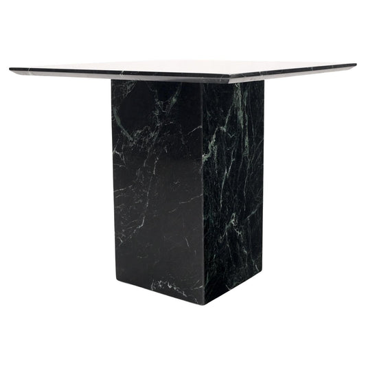 EstablishedLines Square Black Marble Single Pedestal Side End Table Night Stand Pedestal