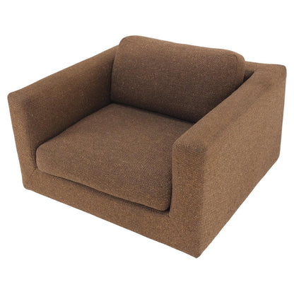 EstablishedLines Dunbar Large Cube Shape Oversize Chrome Mirror Base Lounge Club Arm Chair Modern