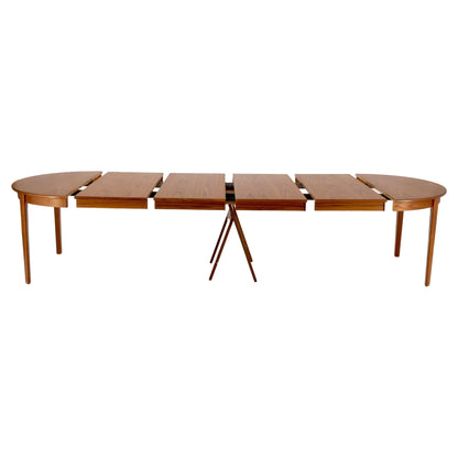 EstablishedLines Danish Teak Mid Century Modern Round Dining Banquet Conference Table 4 Leaf MINT