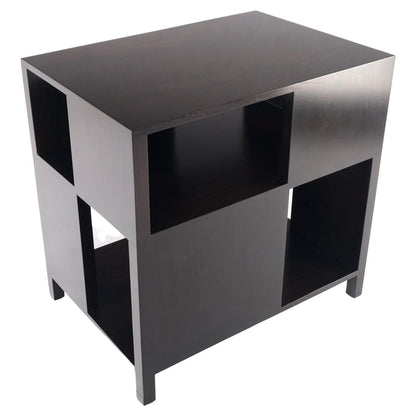 EstablishedLines Dunbar Mid-Century Ebonised Walnut Checker Pattern Side End Table Stand Mint!