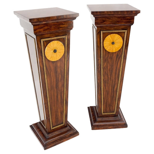 EstablishedLines Pair Rosewood Square Tapered Pedestals Hidden Secret Storage Compartment