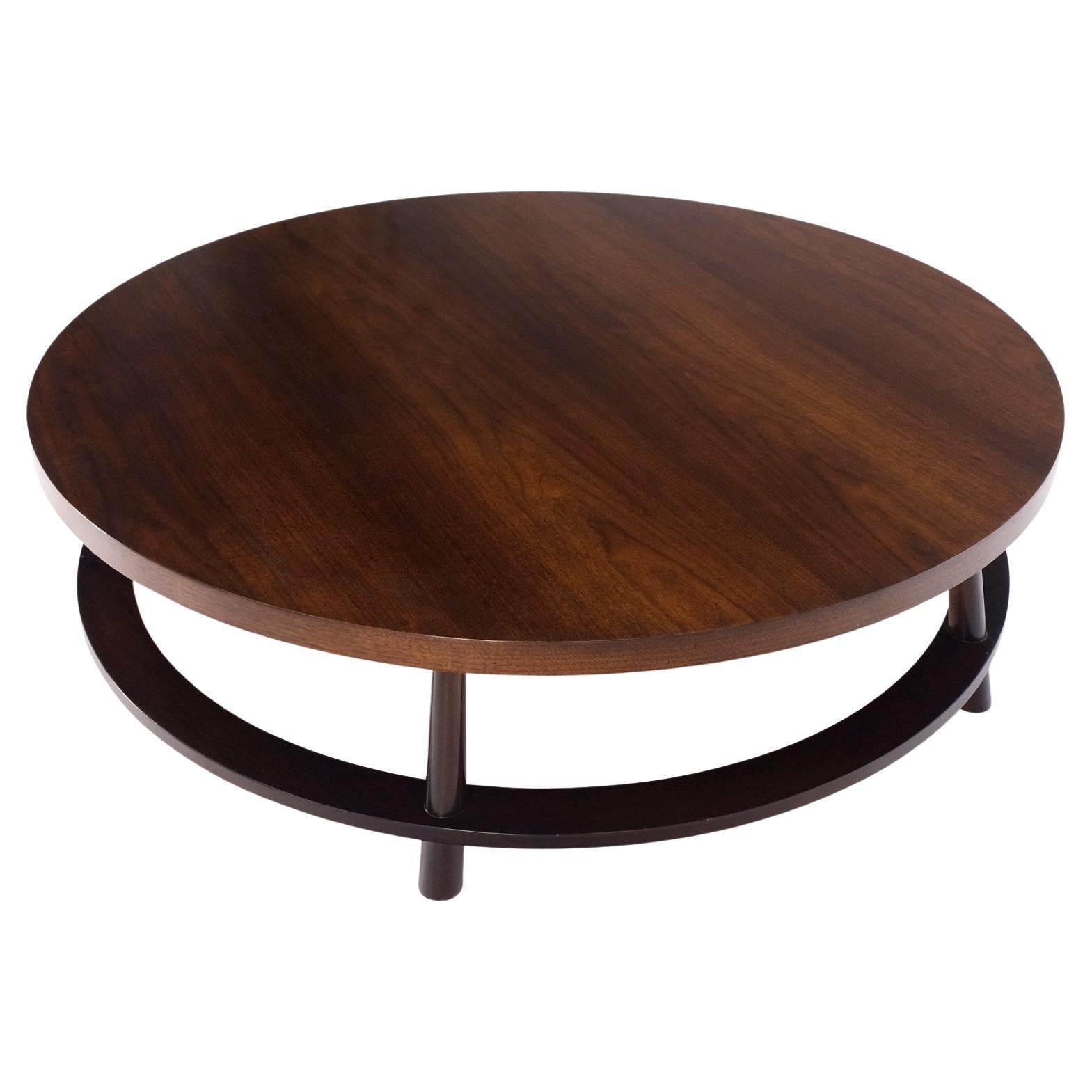 EstablishedLines Gibbings for Widdicomb Mid-Century Modern Round Walnut Coffee Table Tapered Legs