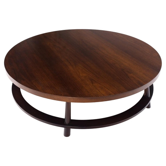 EstablishedLines Gibbings for Widdicomb Mid-Century Modern Round Walnut Coffee Table Tapered Legs
