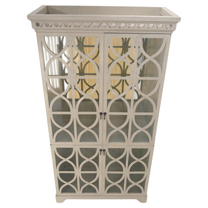 EstablishedLines Large Painted Mirrored Decorative Double Door Cabinet Cupboard Vitrine