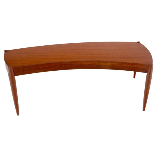EstablishedLines Teak Danish Modern Wrap Around Fan Shape Coffee Table Dowel Tapered Legs Mint!