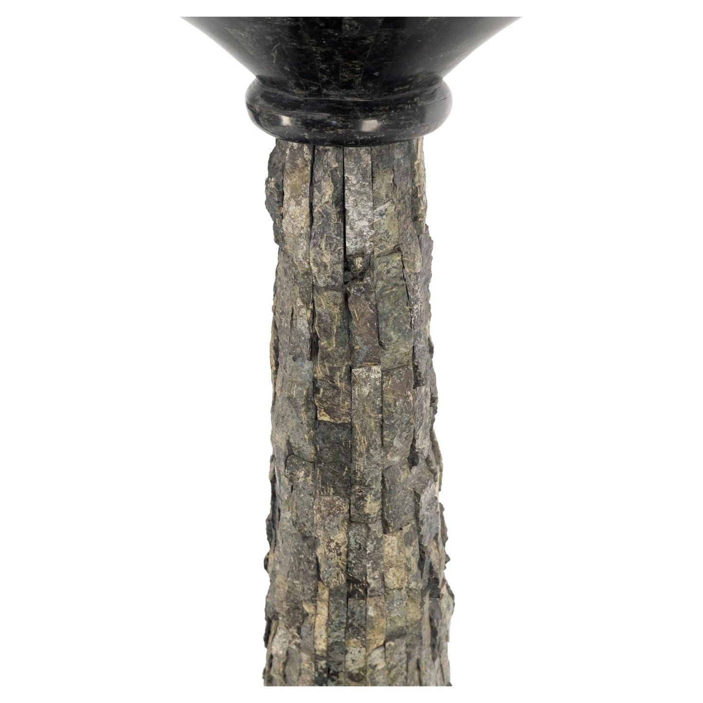 Pair of Polished & Rough Stone Tiles Cone Shape Non Matching Pair of Pedestals