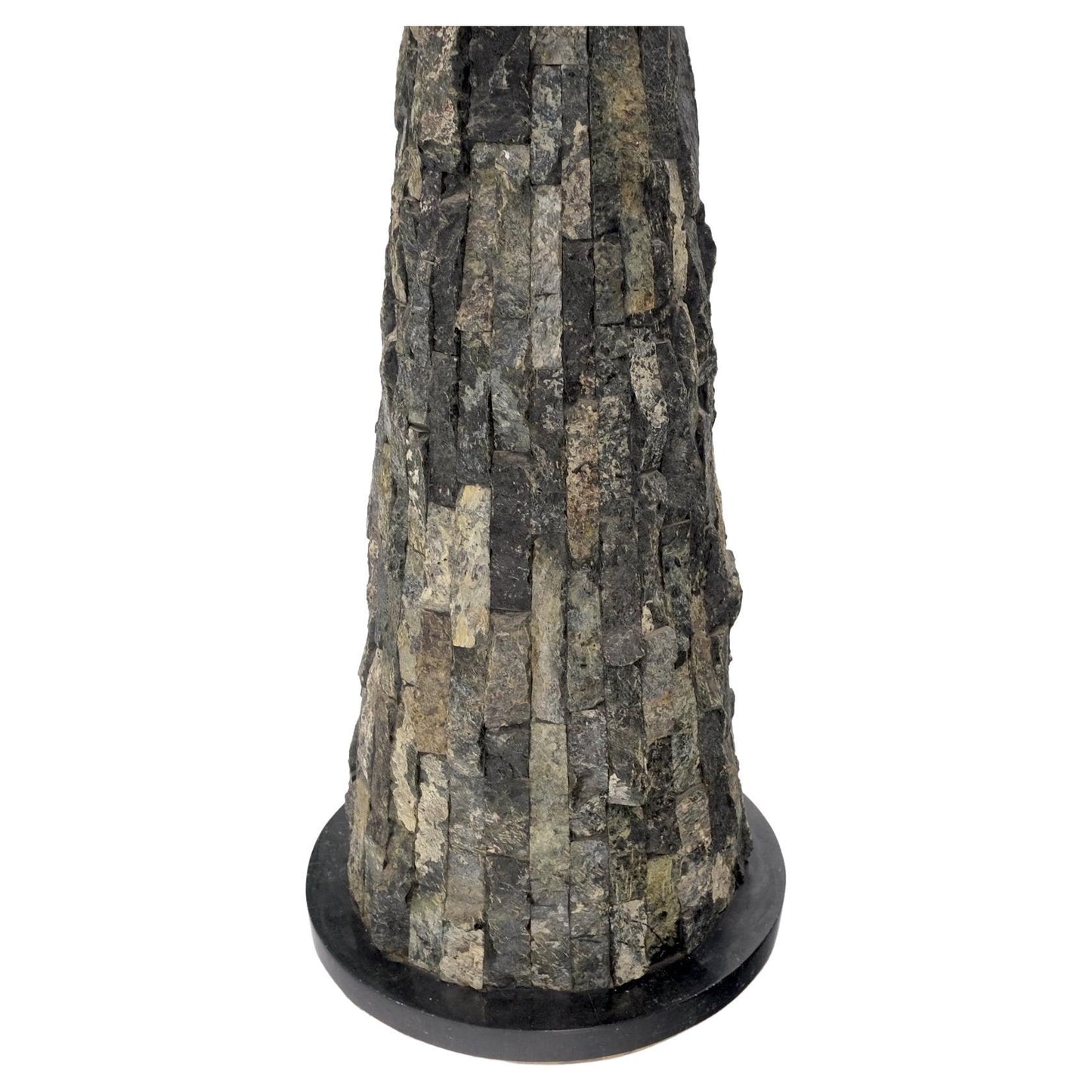 Pair of Polished & Rough Stone Tiles Cone Shape Non Matching Pair of Pedestals