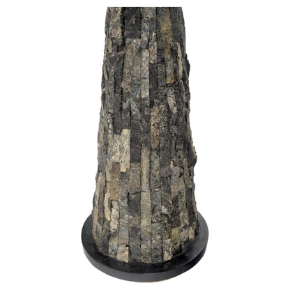 Pair of Polished & Rough Stone Tiles Cone Shape Non Matching Pair of Pedestals