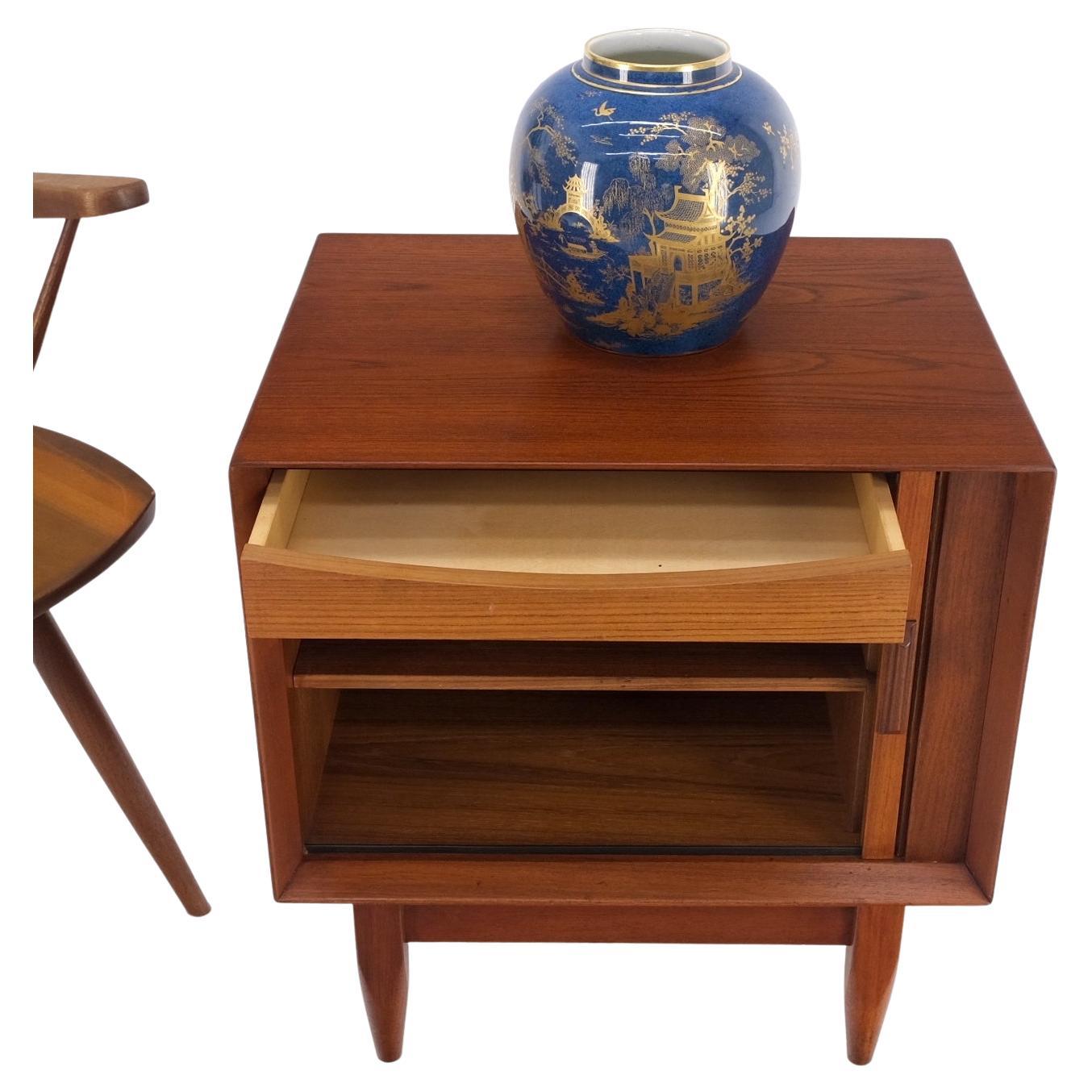 EstablishedLines Danish Mid-Century Modern Tambour Door One Drawer End Table Night Stand Mint!