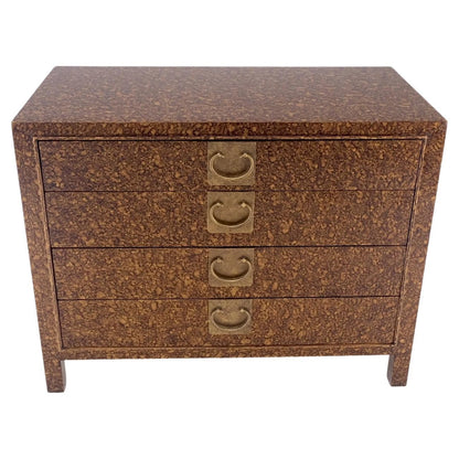 EstablishedLines Faux Tortoise 4 Drawer Heavy Brass Horse Shoe Pulls Bachelor Chest Dresser Mint!