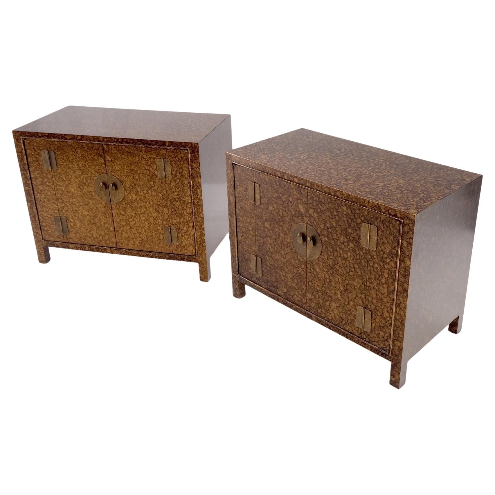 EstablishedLines Pair Faux Gold Tortoise Heavy Brass Pulls Two Door Credenzas Dresser Mint!