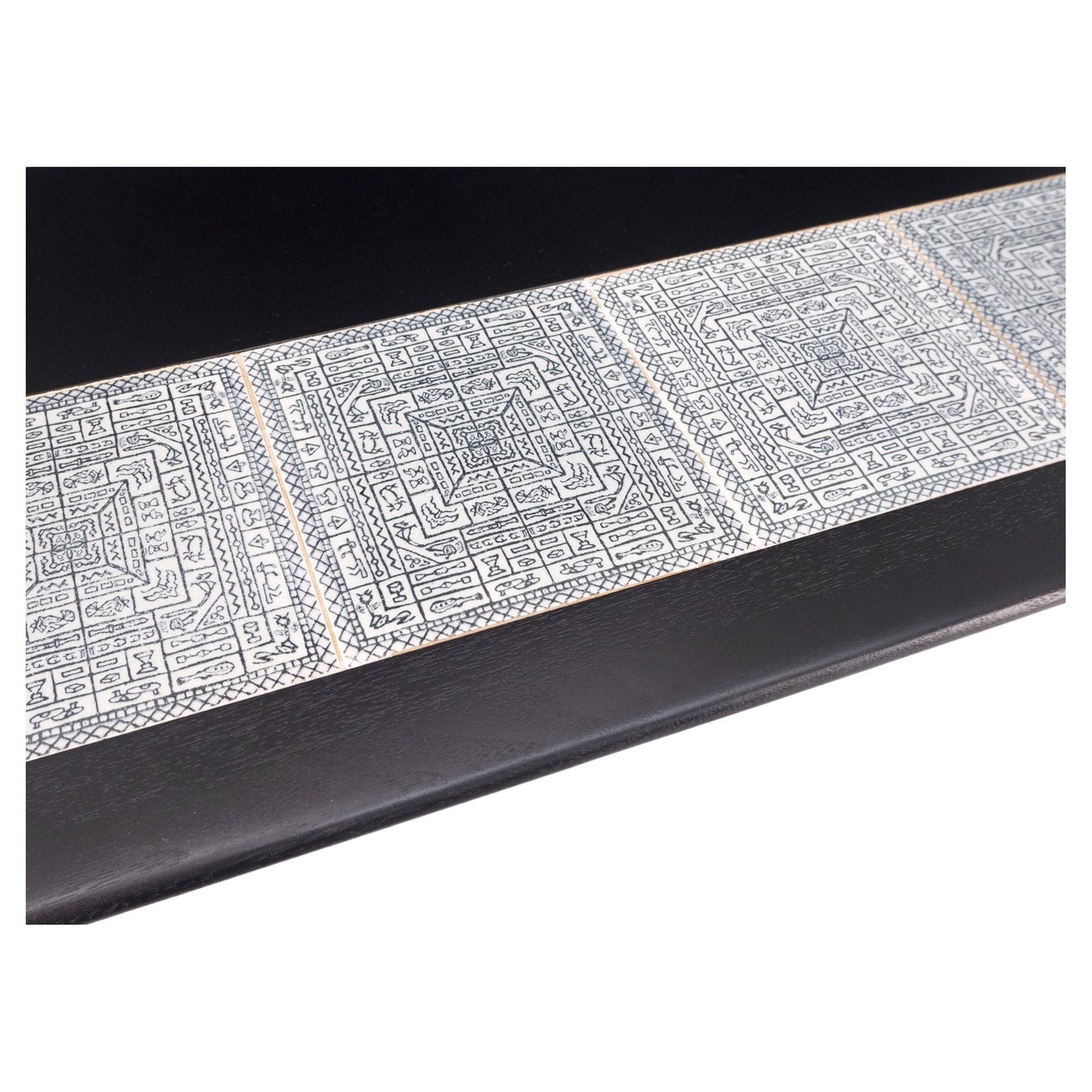 EstablishedLines Ebonised Walnut Tile Top Dowel Tapered Leg Knife Edge Mid-Century Coffee Table