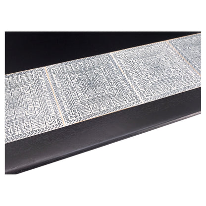 EstablishedLines Ebonised Walnut Tile Top Dowel Tapered Leg Knife Edge Mid-Century Coffee Table