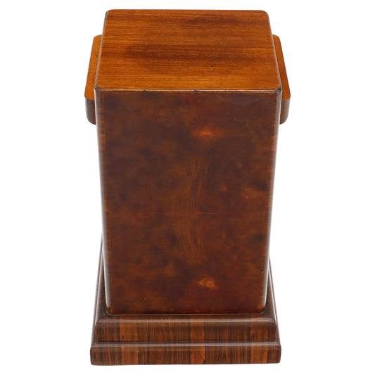 EstablishedLines Art Deco Square Burl Walnut Pedestal